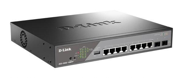 Настраиваемый L2 коммутатор с8 портами10/100/1000Base-Tи2 портами 1000Base-X SFP(8 портов PoE 802.3af/at/bt,PoE-бюджет 242 Вт,дальность до 250 м)