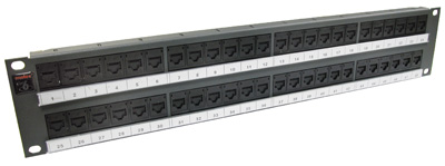 Неэкранированная коммутационная панель PowerCat 6, 48 портов DataGate™ RJ45 568A/B категории 6, высота 2U, графитовая