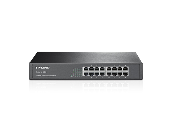 16-портовый коммутатор 10/100 Мбит/с
ПОРТЫ: 16 портов RJ45 10/100 Мбит/с
ХАРАКТЕРИСТИКИ: стальной корпус высотой 1U, монтируется в 13-дюймовую стойку
ОСОБЕННОСТИ: Plug and Play