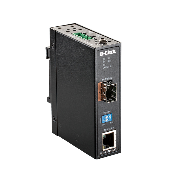 Промышленный медиаконвертер с 1 портом 100/1000Base-T и 1 портом 100/1000Base-X SFP