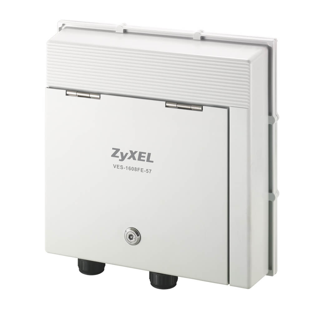 DSLAM Zyxel VES-1608FE-57A, 8 портов VDSL2+ (Annex B, 30a/17a, bonding), уличный, бесшумный, питание AC