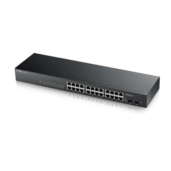 Smart L2 коммутатор Zyxel GS1900-24E, rack 19", 24xGE, настольный, бесшумный