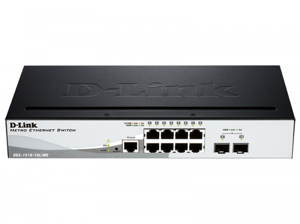 Коммутатор 8 портов 10/100/1000MBPS + 2 1000Base-X SFP