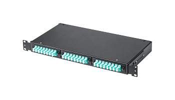 Кросс КСП, стационарный, полный комплект, 24 розетки 2LC/UPC, MM 50/125 OM4, 48 портов, 1U, цвет черный